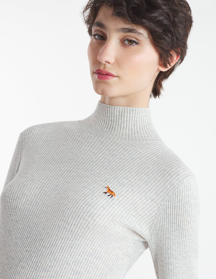 BABY FOX PATCH FINE RIBBED TURTLENECK