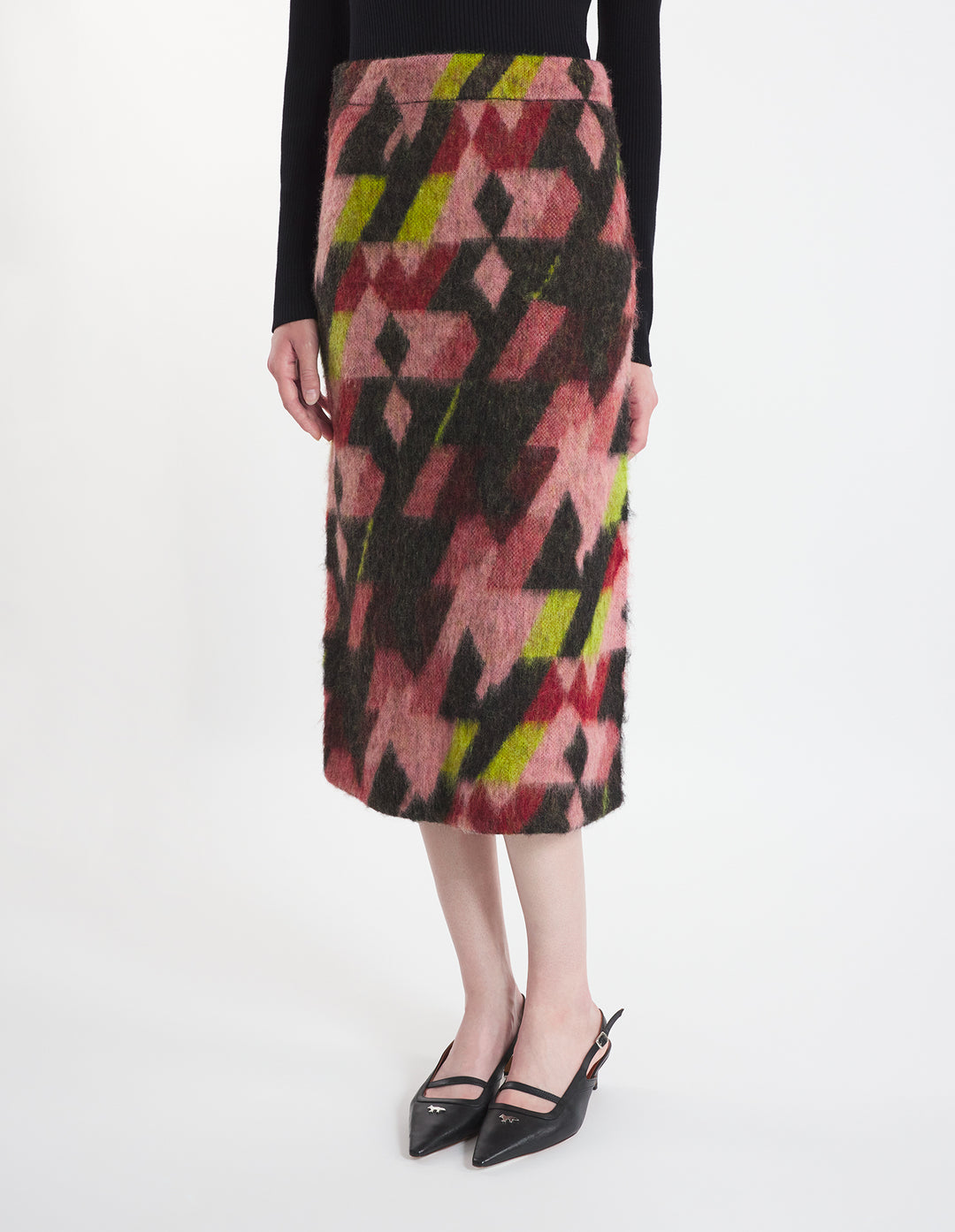 GRAPHIC MOHAIR JACQUARD LONG SKIRT