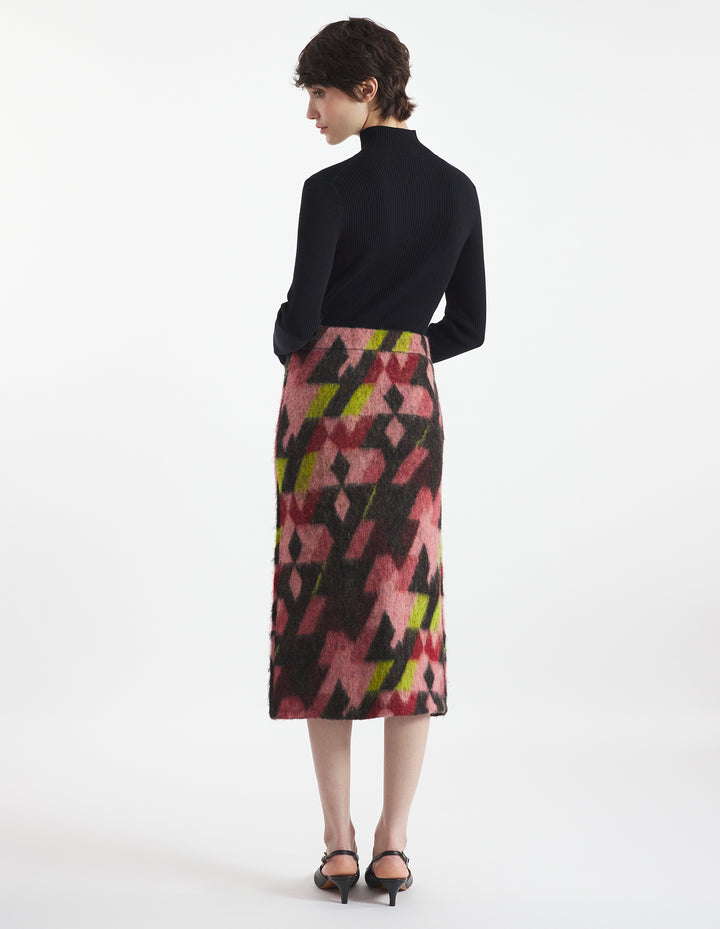 GRAPHIC MOHAIR JACQUARD LONG SKIRT