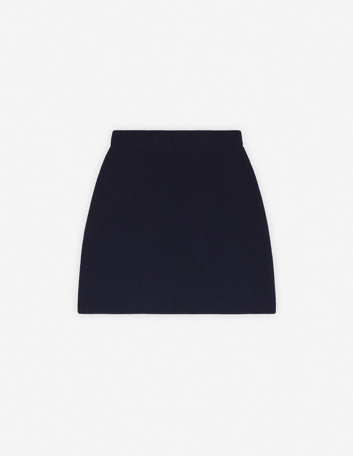 BOLD FOX HEAD PATCH SHORT RIBBED SKIRT INK BLUE