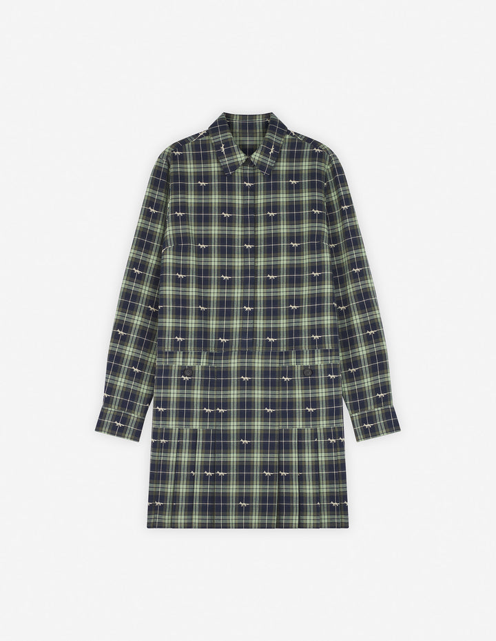 PLEATED MINI SHIRT DRESS NAVY/ASH TREE