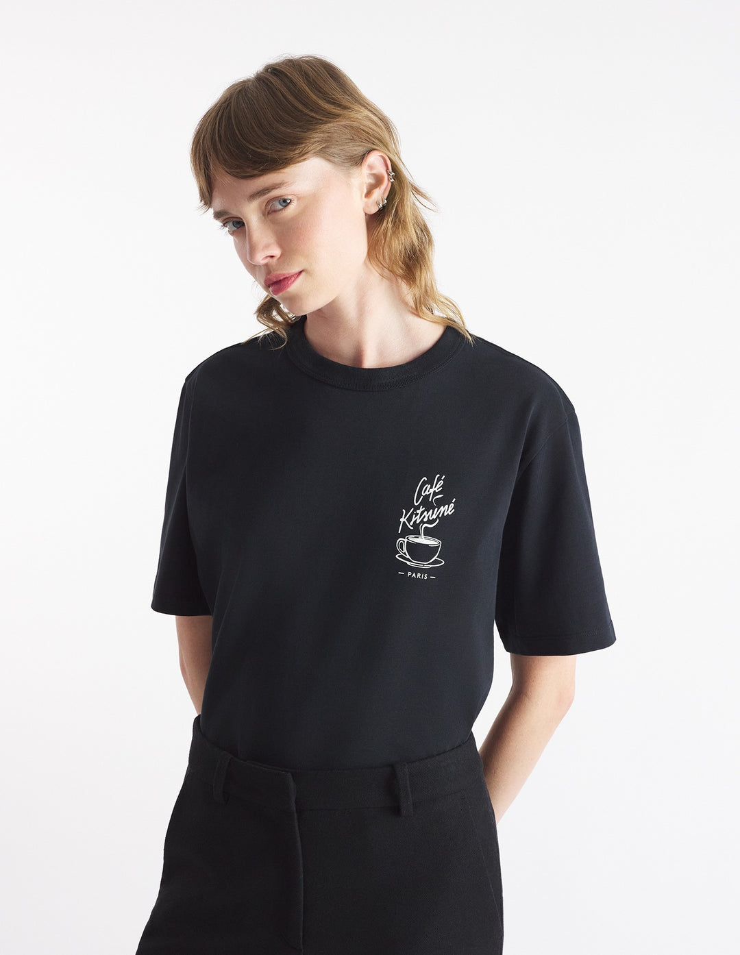 CAFE KITSUNE COFFEE CUP RELAX TEE-SHIRT BLACK