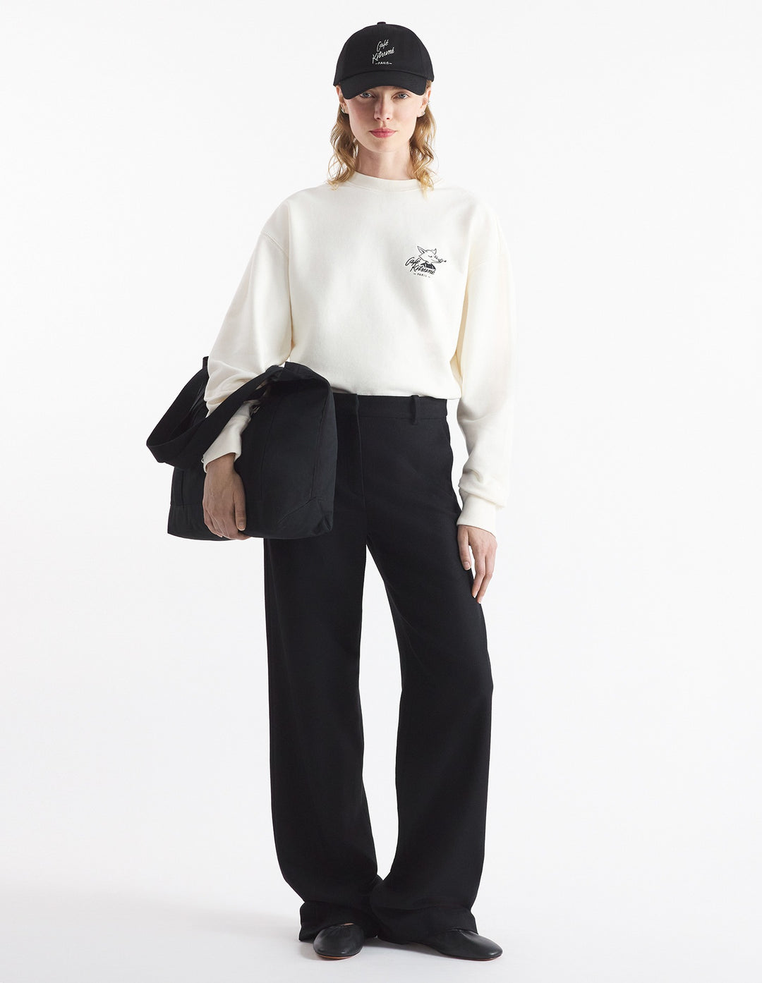 CAFÉ KITSUNÉ FOX RELAXED SWEATSHIRT TAPIOCA