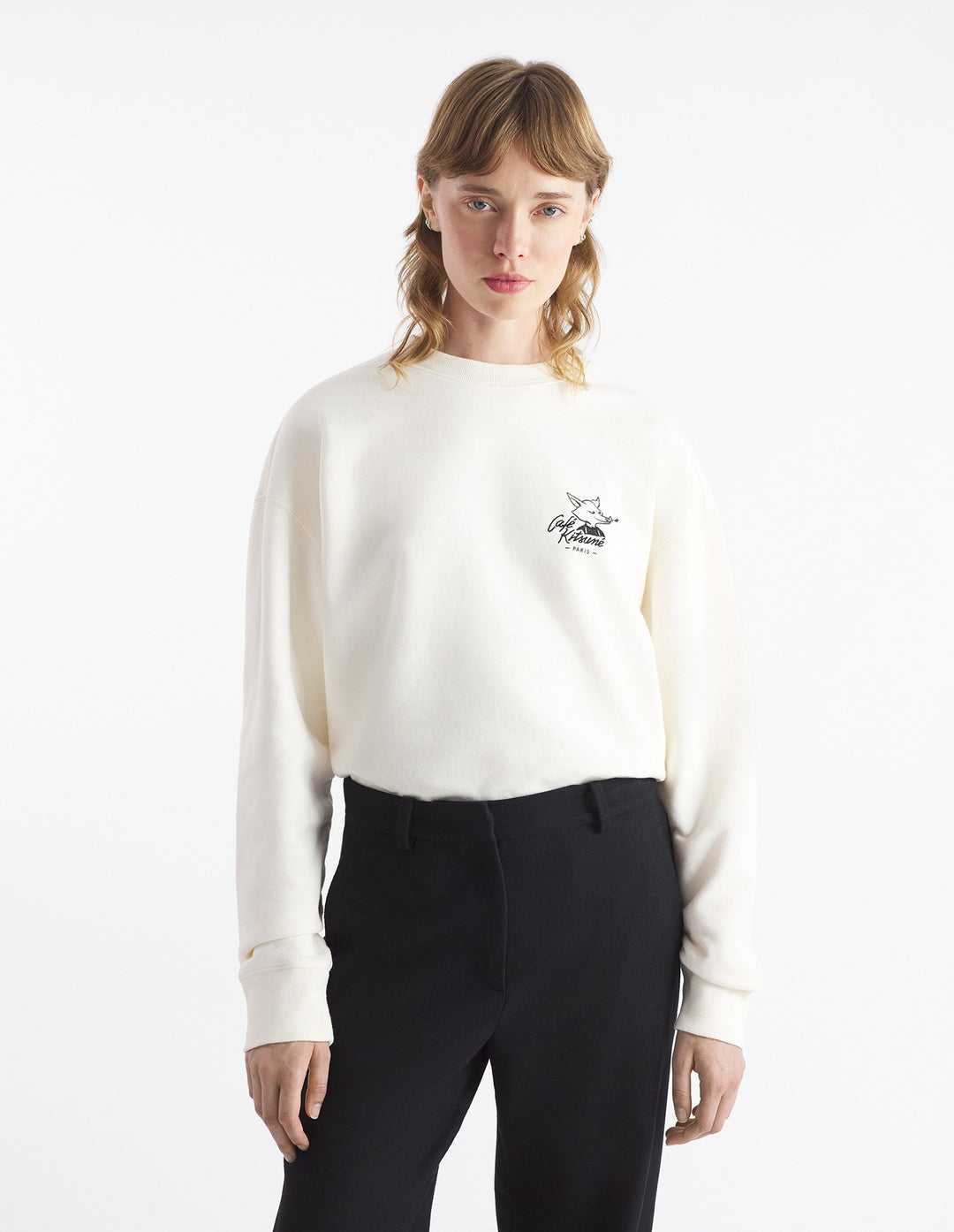 CAFÉ KITSUNÉ FOX RELAXED SWEATSHIRT TAPIOCA