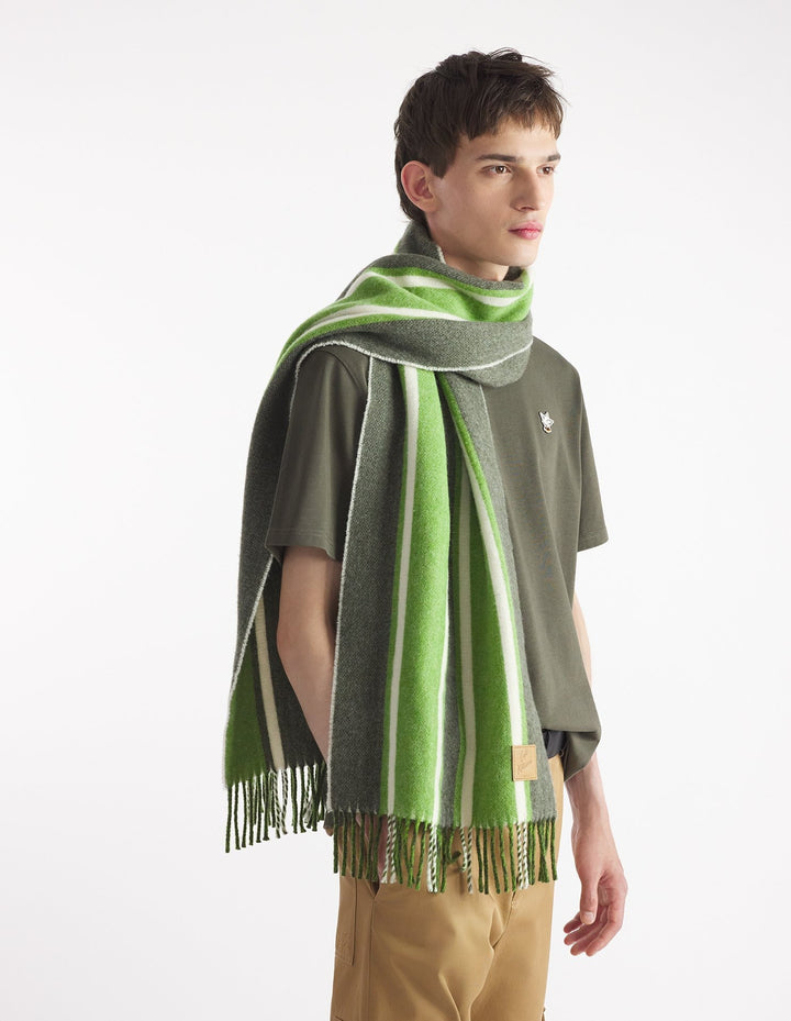 CAFÉ KITSUNÉ STRIPED SCARF VERBENA/SENCHA GREEN