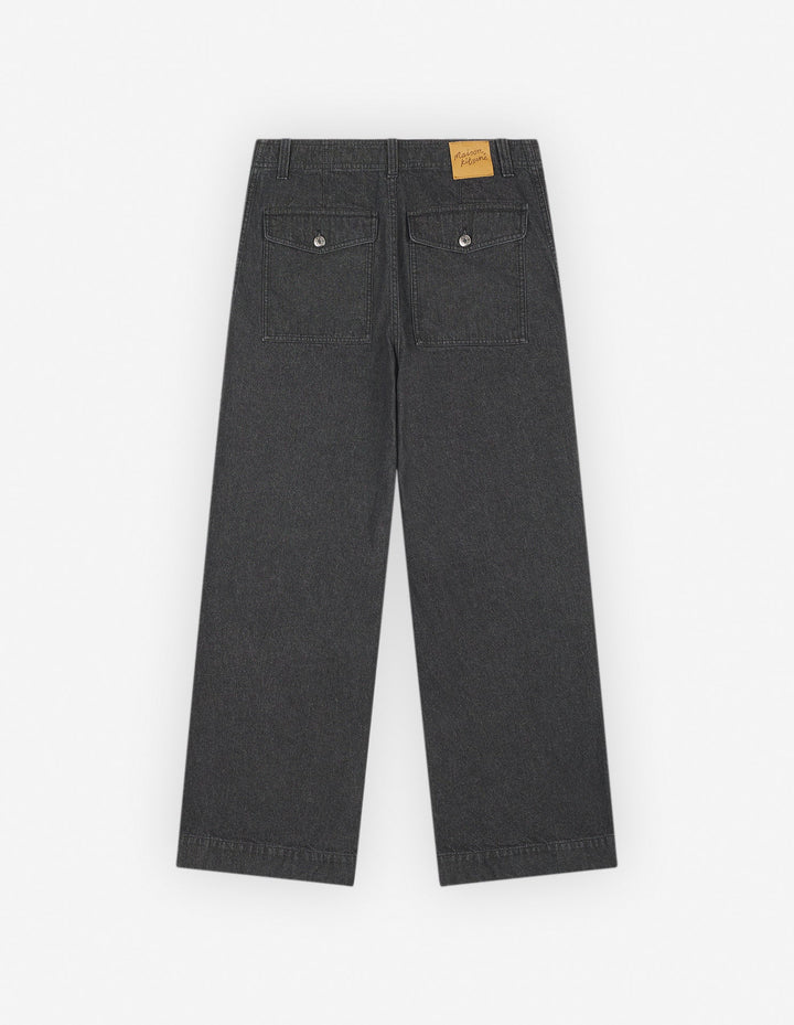 WORKWEAR PANTS IN WASHED DENIM WITH FOX HEAD PATCH