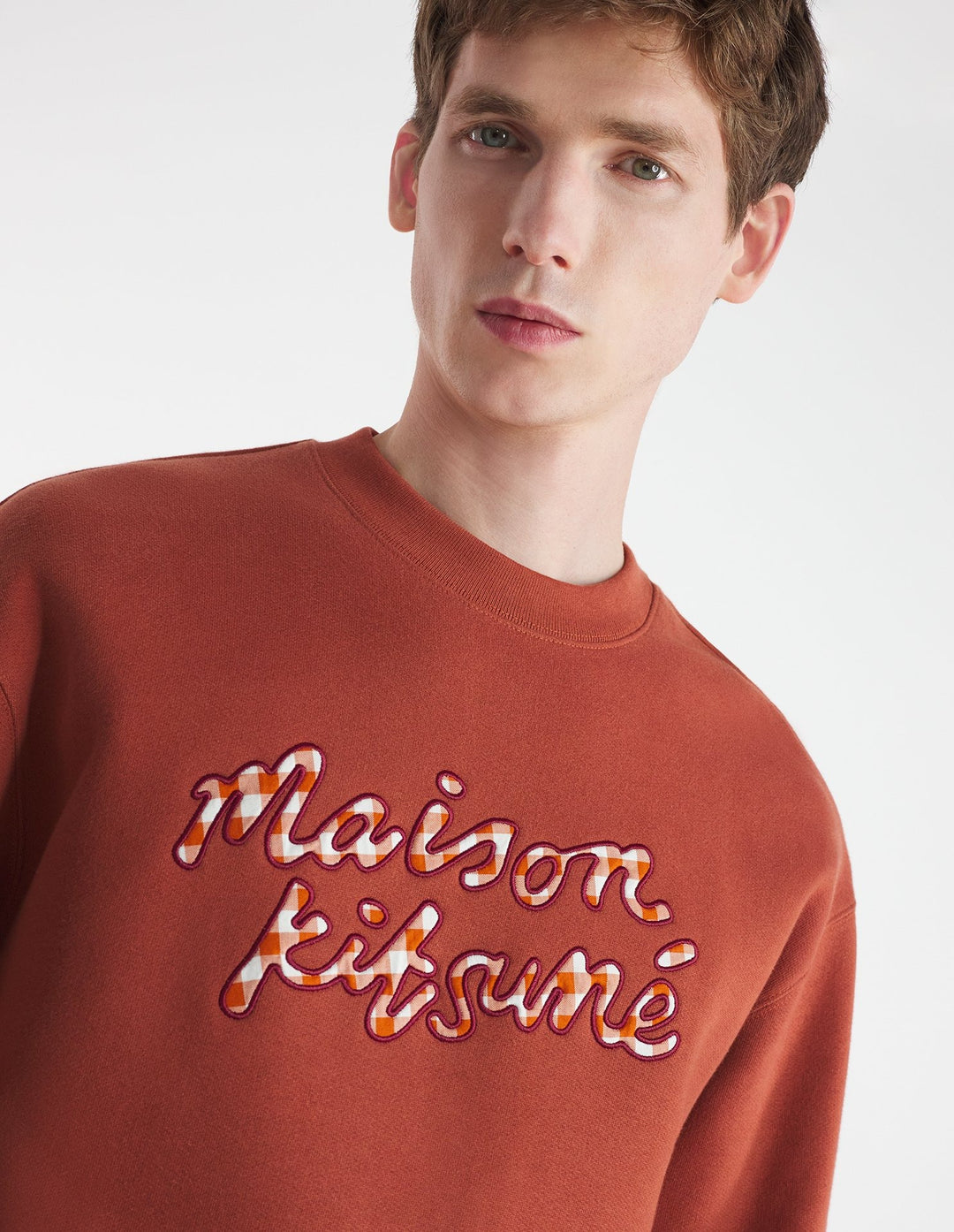 MAISON KITSUNE HANDWRITING GINGHAM COMFORT SWEATSHIRT