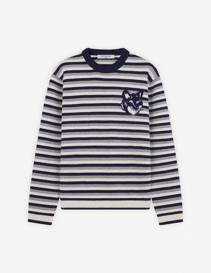 FOX HEAD INTARSIA STRIPED COMFORT JUMPER