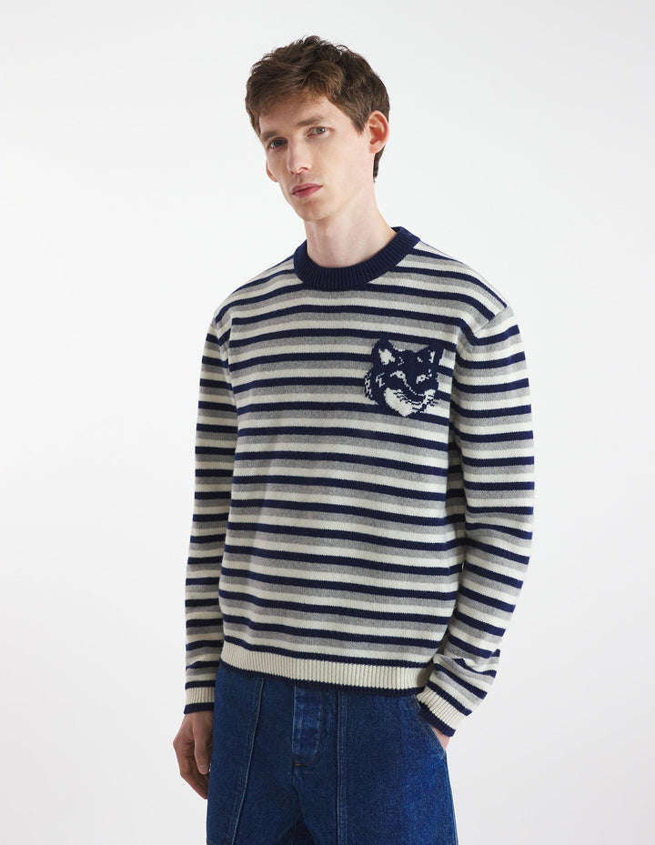 FOX HEAD INTARSIA STRIPED COMFORT JUMPER