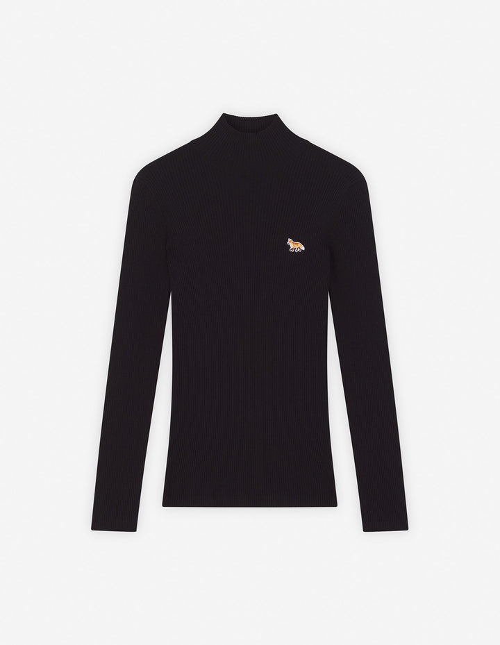 BABY FOX PATCH FINE RIBBED TURTLENECK