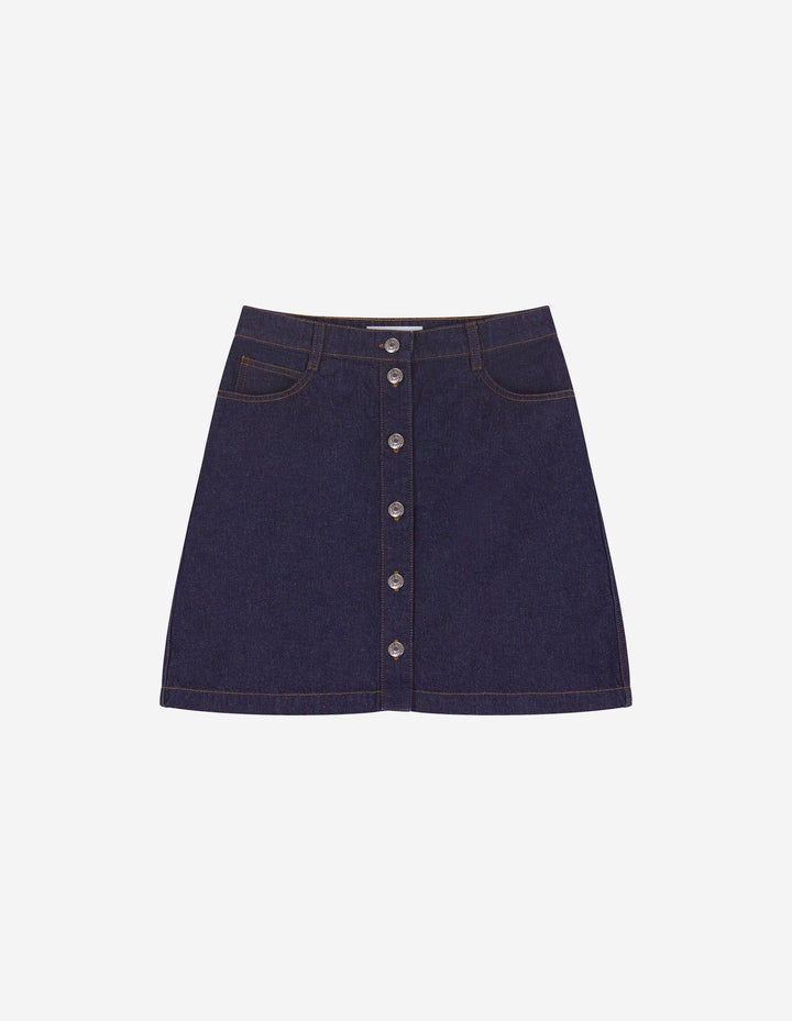 BUTTONED DENIM MINI SKIRT